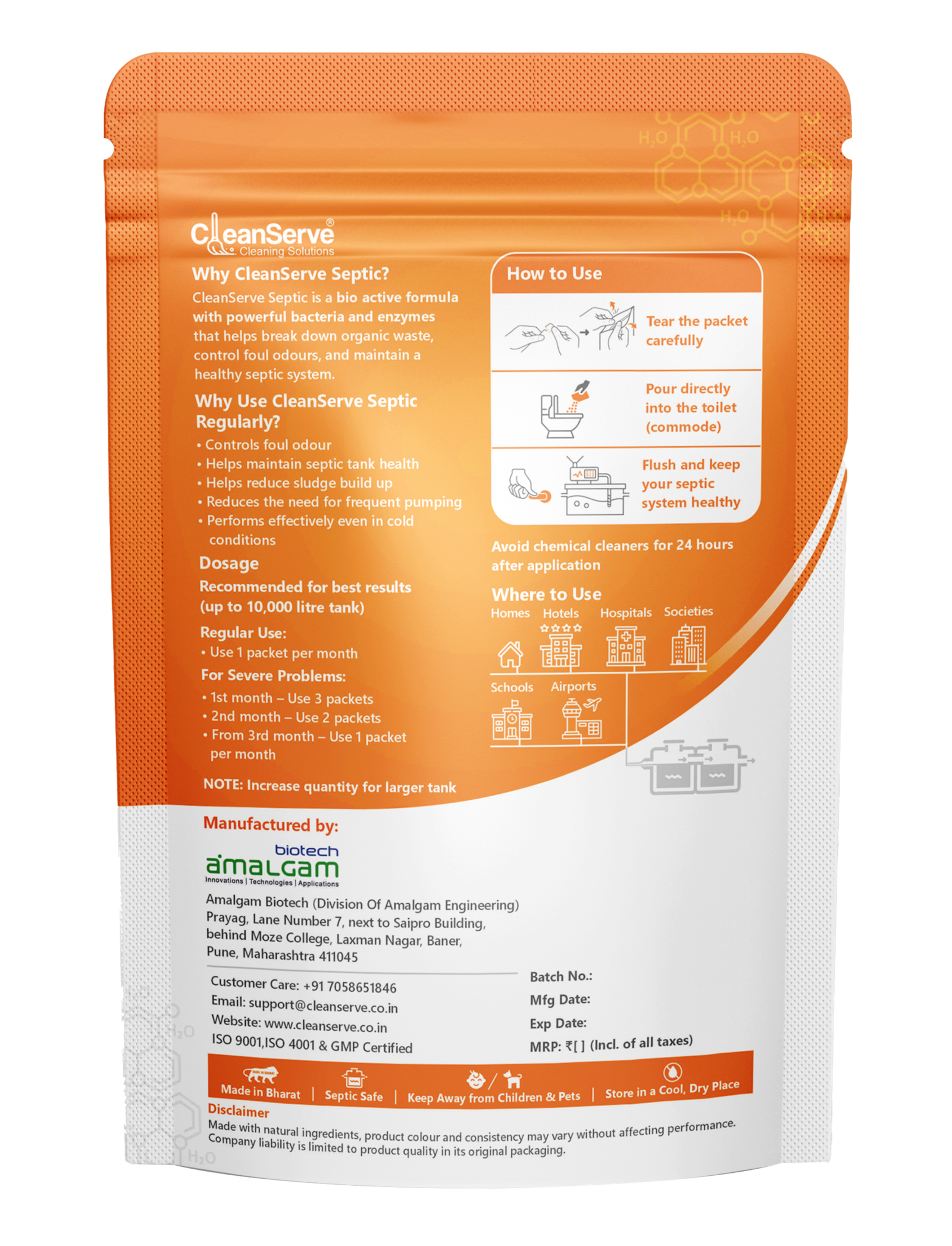 CleanServe Drain Cleaner – Microbial Drain Cleaning Solution for Grease and Organic Deposits – 250g - Image 2